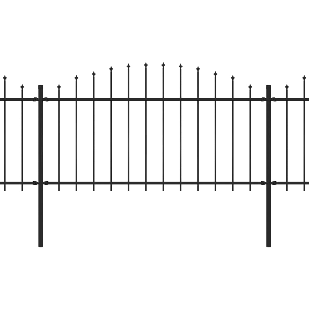 Berkfield Garden Fence with Spear Top Steel (1.25-1.5)x6.8 m Black