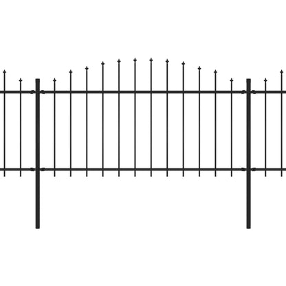 Berkfield Garden Fence with Spear Top Steel (1.25-1.5)x6.8 m Black