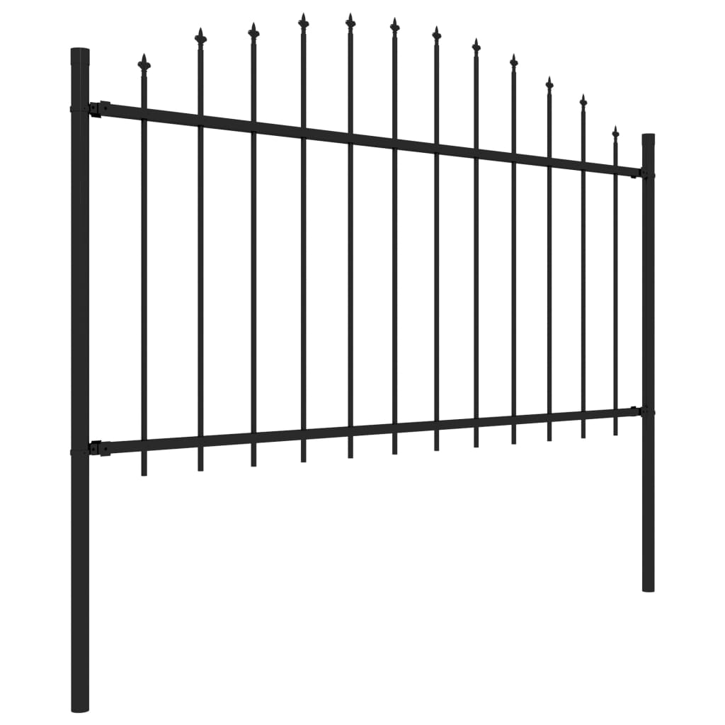 Berkfield Garden Fence with Spear Top Steel (1.25-1.5)x6.8 m Black