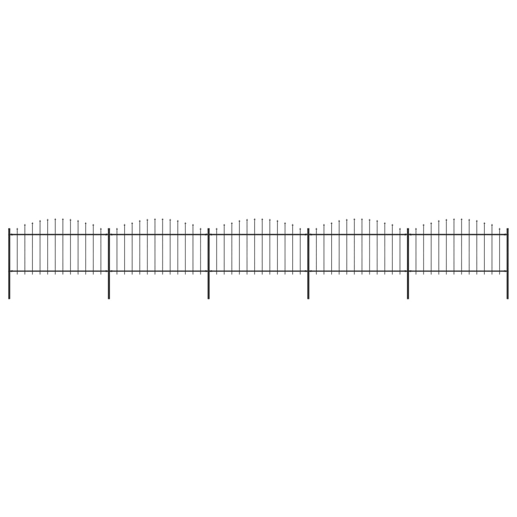 Berkfield Garden Fence with Spear Top Steel (1.25-1.5)x8.5 m Black