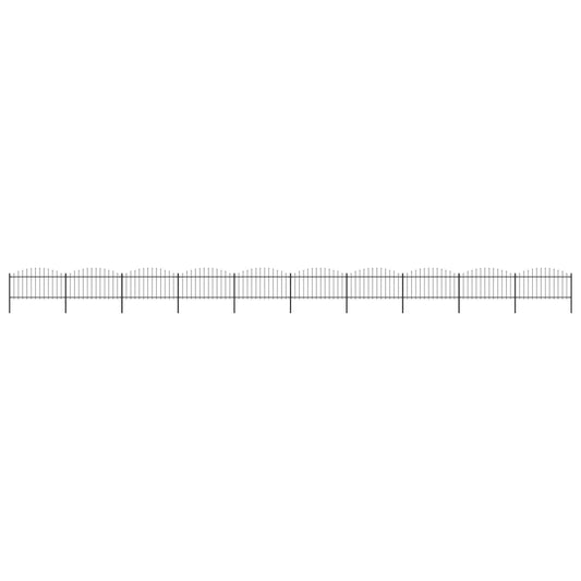 Berkfield Garden Fence with Spear Top Steel (1.25-1.5)x17 m Black
