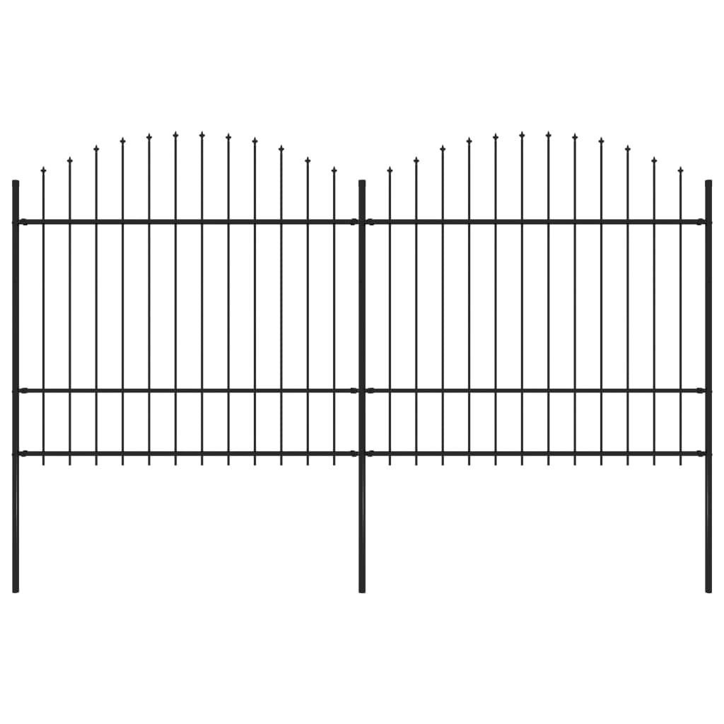 Berkfield Garden Fence with Spear Top Steel (1.5-1.75)x3.4 m Black