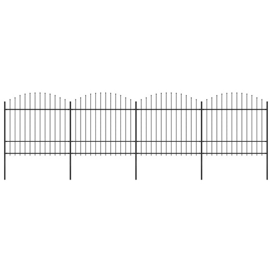 Berkfield Garden Fence with Spear Top Steel (1.5-1.75)x6.8 m Black
