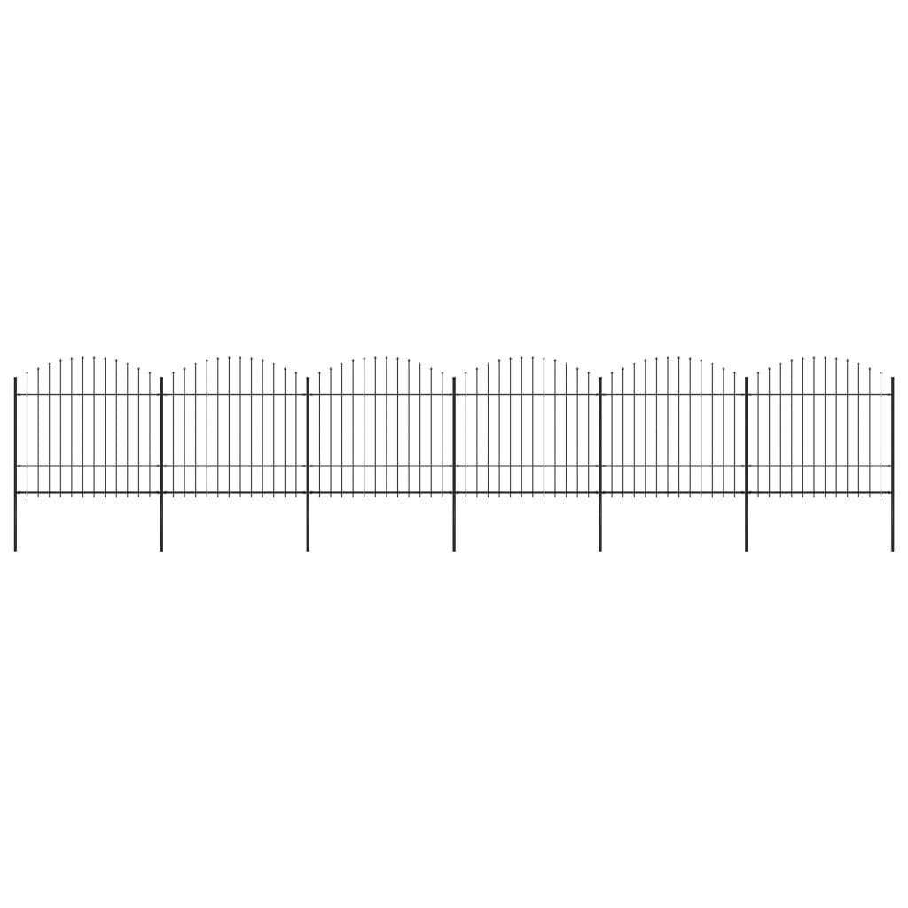 Berkfield Garden Fence with Spear Top Steel (1.5-1.75)x10.2 m Black