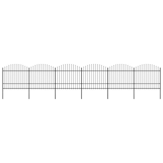 Berkfield Garden Fence with Spear Top Steel (1.5-1.75)x10.2 m Black
