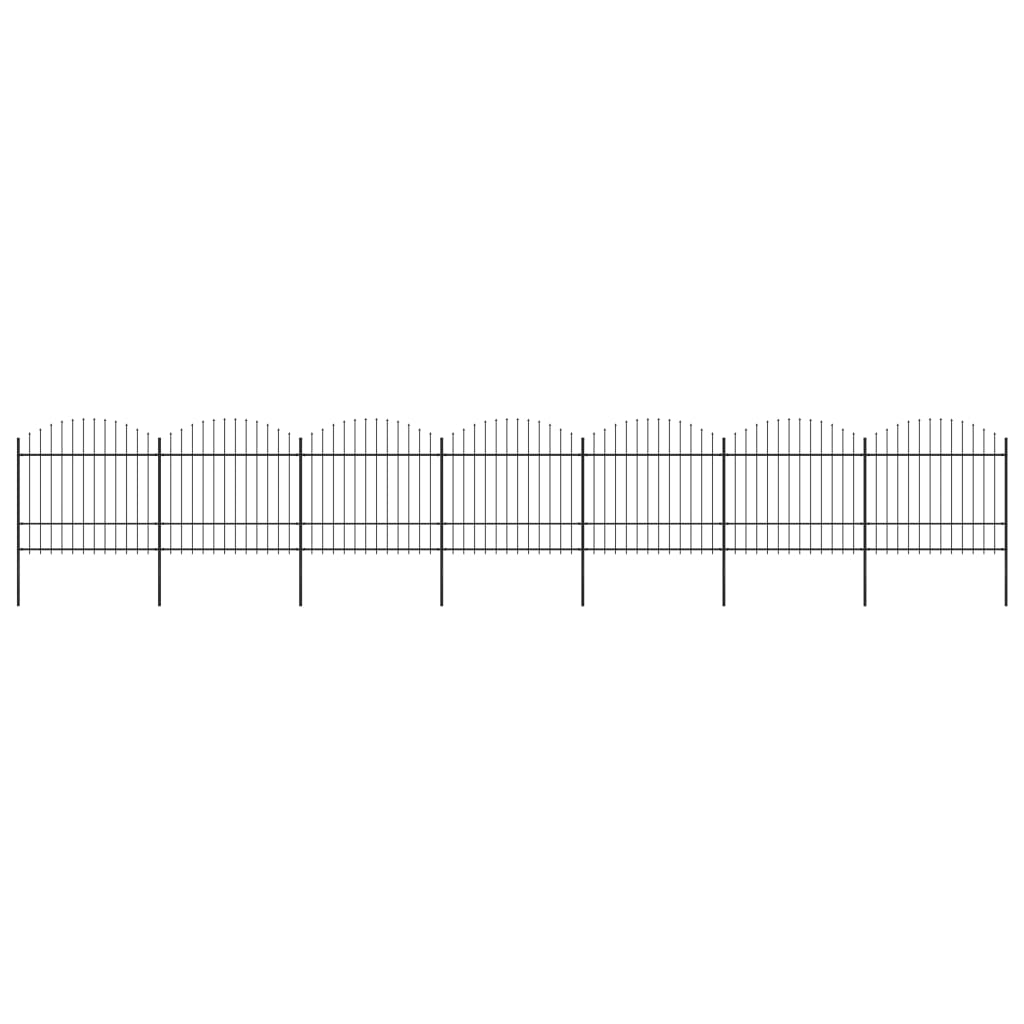 Berkfield Garden Fence with Spear Top Steel (1.5-1.75)x11.9 m Black
