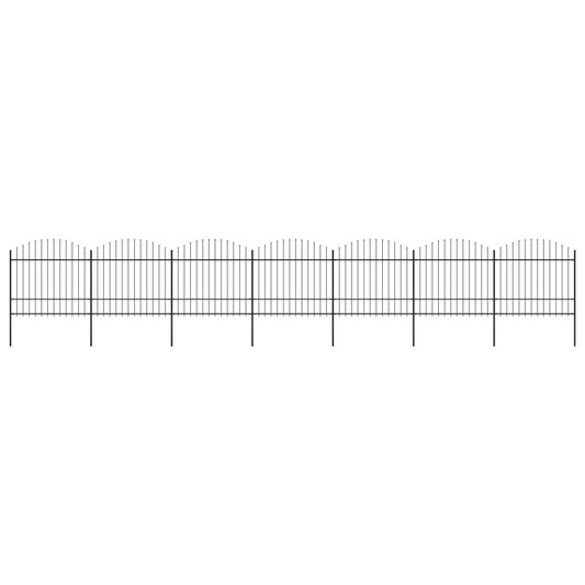 Berkfield Garden Fence with Spear Top Steel (1.5-1.75)x11.9 m Black