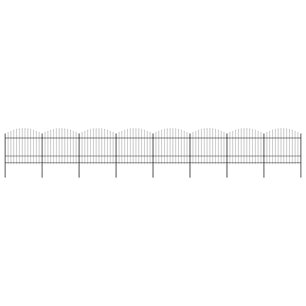 Berkfield Garden Fence with Spear Top Steel (1.5-1.75)x13.6 m Black