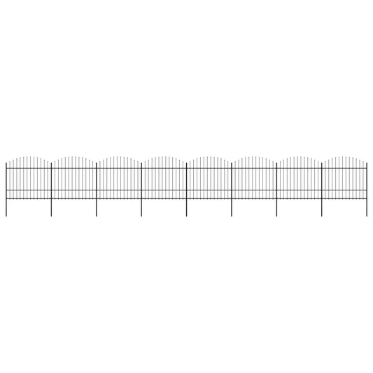 Berkfield Garden Fence with Spear Top Steel (1.5-1.75)x13.6 m Black