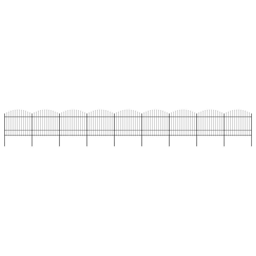 Berkfield Garden Fence with Spear Top Steel (1.5-1.75)x15.3 m Black
