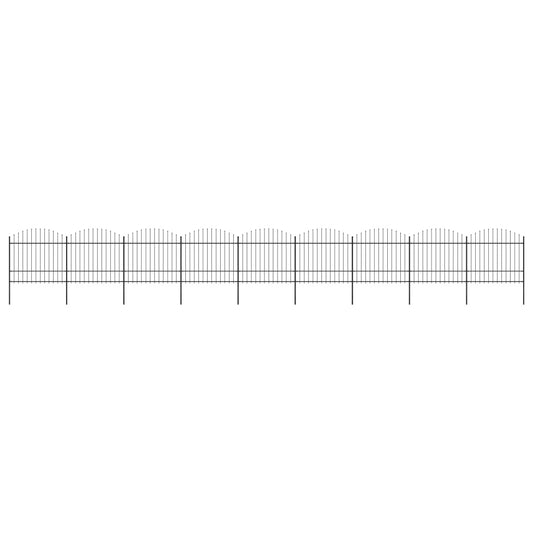 Berkfield Garden Fence with Spear Top Steel (1.5-1.75)x15.3 m Black