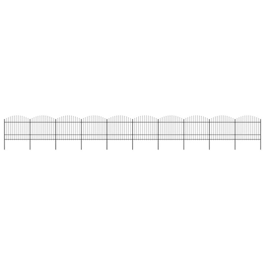Berkfield Garden Fence with Spear Top Steel (1.5-1.75)x17 m Black