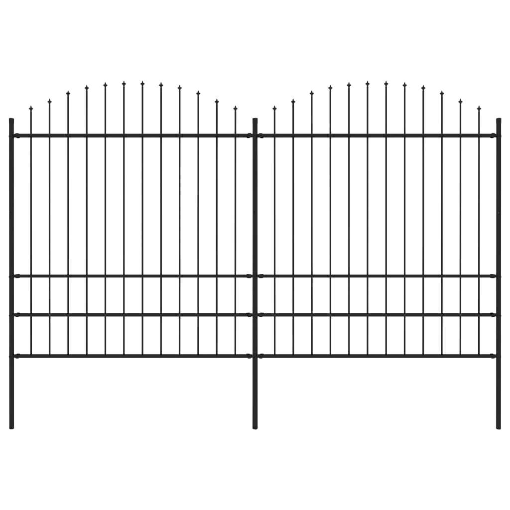 Berkfield Garden Fence with Spear Top Steel (1.75-2)x3.4 m Black
