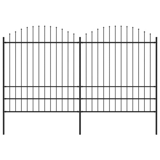 Berkfield Garden Fence with Spear Top Steel (1.75-2)x3.4 m Black