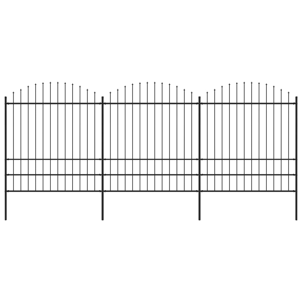 Berkfield Garden Fence with Spear Top Steel (1.75-2)x5.1 m Black