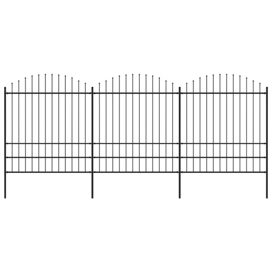 Berkfield Garden Fence with Spear Top Steel (1.75-2)x5.1 m Black