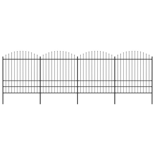 Berkfield Garden Fence with Spear Top Steel (1.75-2)x6.8 m Black