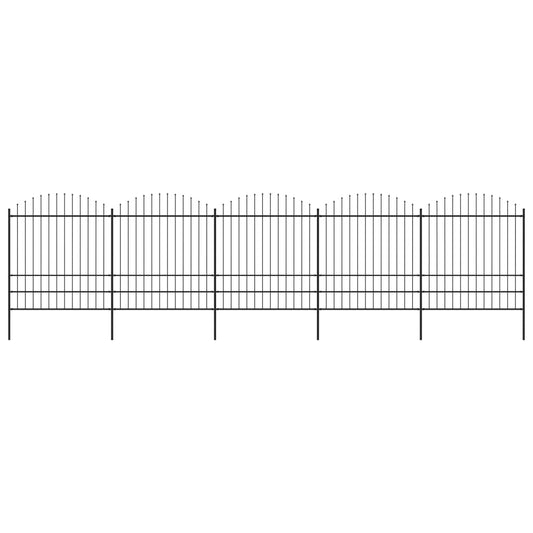 Berkfield Garden Fence with Spear Top Steel (1.75-2)x8.5 m Black