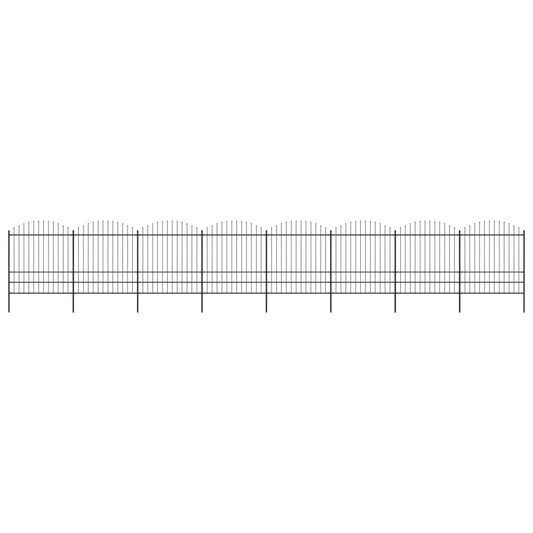 Berkfield Garden Fence with Spear Top Steel (1.75-2)x13.6 m Black