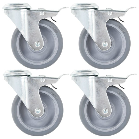Berkfield 16 pcs Bolt Hole Swivel Casters 100 mm