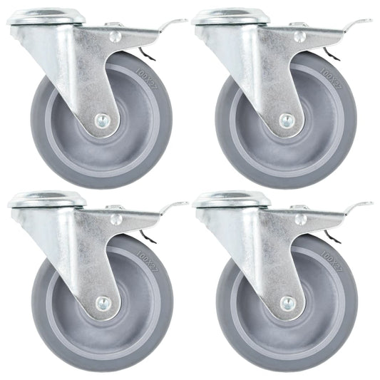 Berkfield 32 pcs Bolt Hole Swivel Casters 100 mm