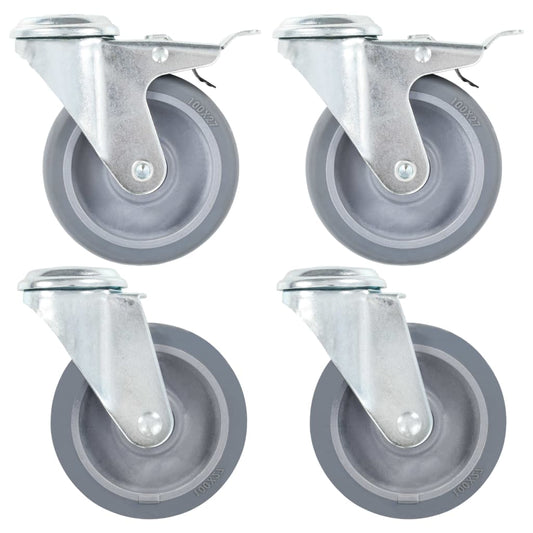 Berkfield 16 pcs Bolt Hole Swivel Casters 100 mm