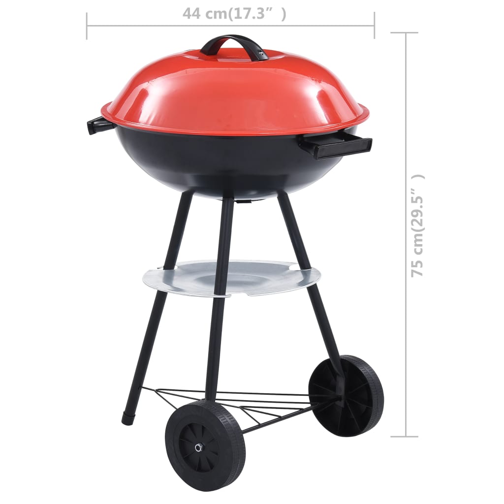 Berkfield Portable XXL Charcoal Kettle BBQ Grill with Wheels 44 cm