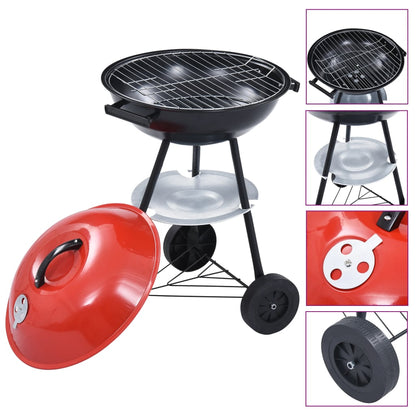Berkfield Portable XXL Charcoal Kettle BBQ Grill with Wheels 44 cm