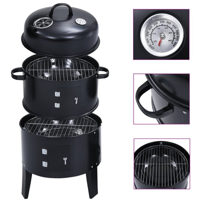 Berkfield 3-in-1 Charcoal Smoker BBQ Grill 40x80 cm