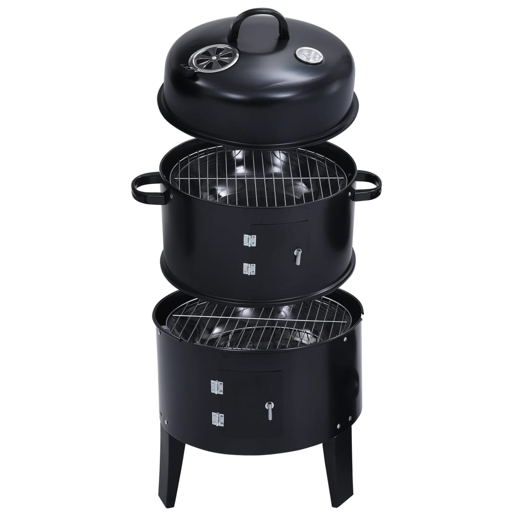 Berkfield 3-in-1 Charcoal Smoker BBQ Grill 40x80 cm