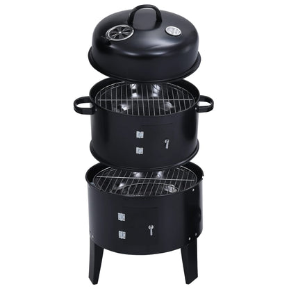 Berkfield 3-in-1 Charcoal Smoker BBQ Grill 40x80 cm