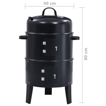 Berkfield 3-in-1 Charcoal Smoker BBQ Grill 40x80 cm