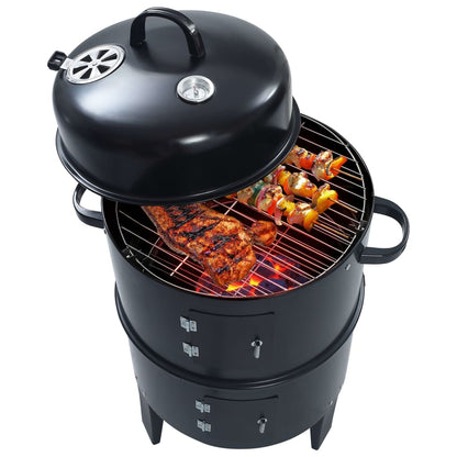 Berkfield 3-in-1 Charcoal Smoker BBQ Grill 40x80 cm