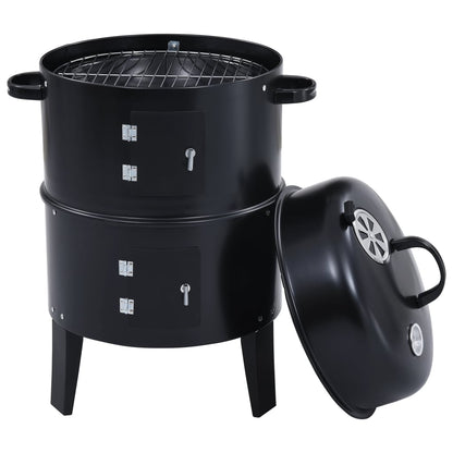 Berkfield 3-in-1 Charcoal Smoker BBQ Grill 40x80 cm