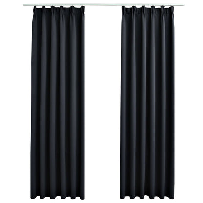 Berkfield Blackout Curtains with Hooks 2 pcs Black 140x175 cm