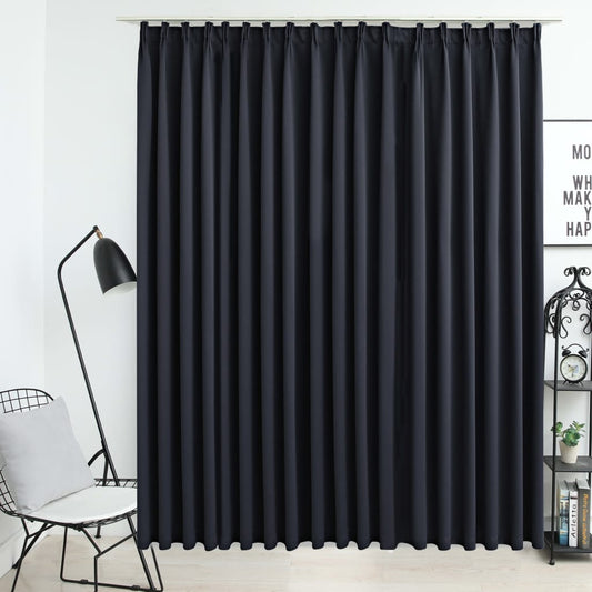 Berkfield Blackout Curtain with Hooks Black 290x245 cm