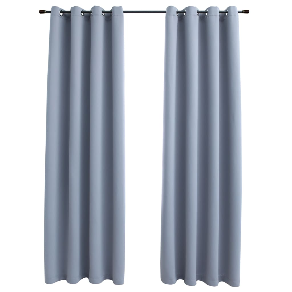 Berkfield Blackout Curtains with Metal Rings 2 pcs Grey 140x245 cm