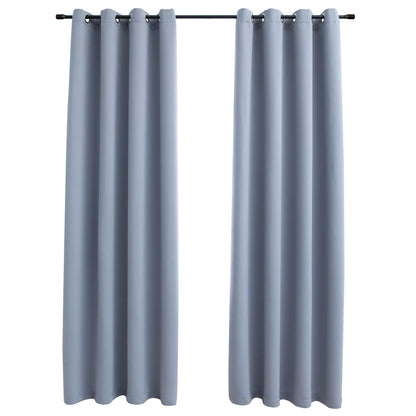 Berkfield Blackout Curtains with Metal Rings 2 pcs Grey 140x245 cm
