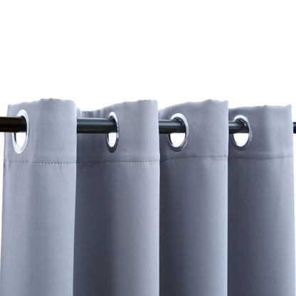 Berkfield Blackout Curtains with Metal Rings 2 pcs Grey 140x245 cm