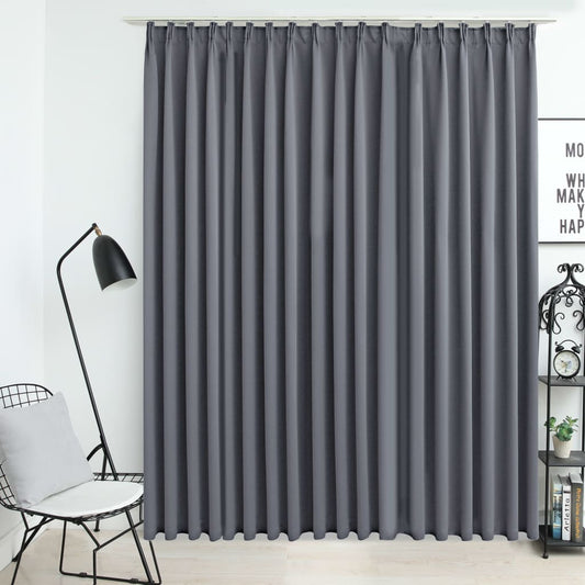Berkfield Blackout Curtain with Hooks Grey 290x245 cm