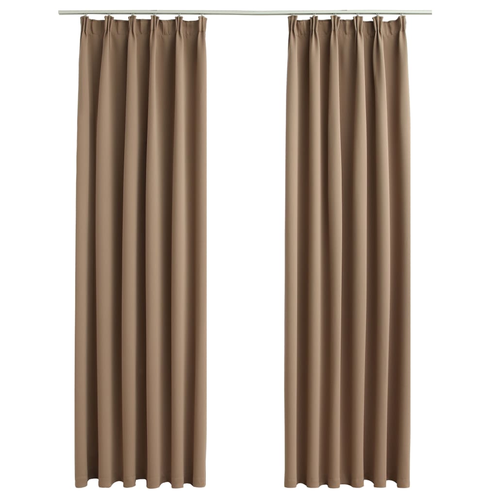 Berkfield Blackout Curtains with Hooks 2 pcs Taupe 140x245 cm