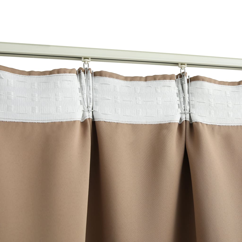 Berkfield Blackout Curtains with Hooks 2 pcs Taupe 140x245 cm