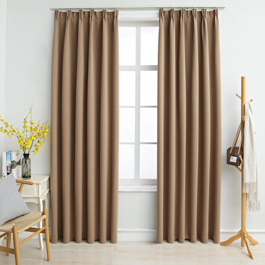 Berkfield Blackout Curtains with Hooks 2 pcs Taupe 140x245 cm