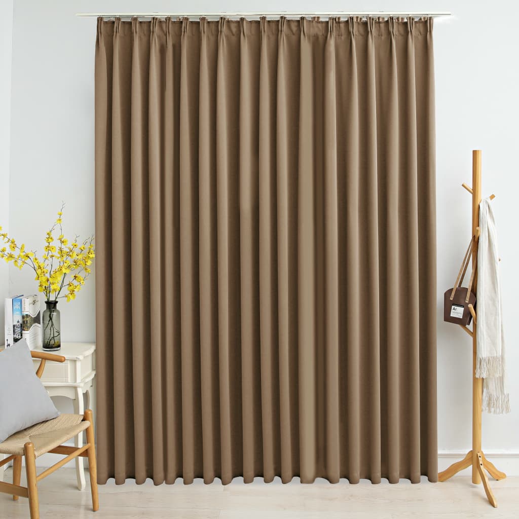 Berkfield Blackout Curtain with Hooks Taupe 290x245 cm