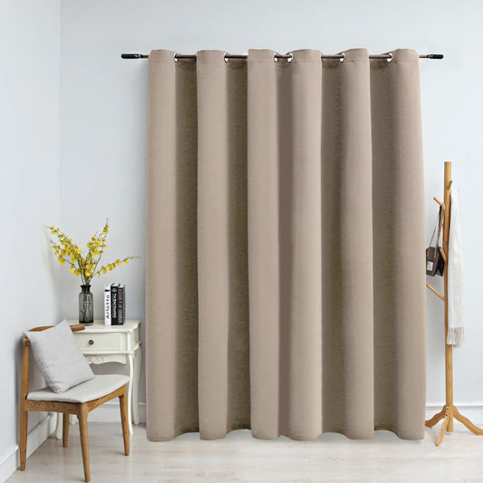 Berkfield Blackout Curtain with Metal Rings Beige 290x245 cm