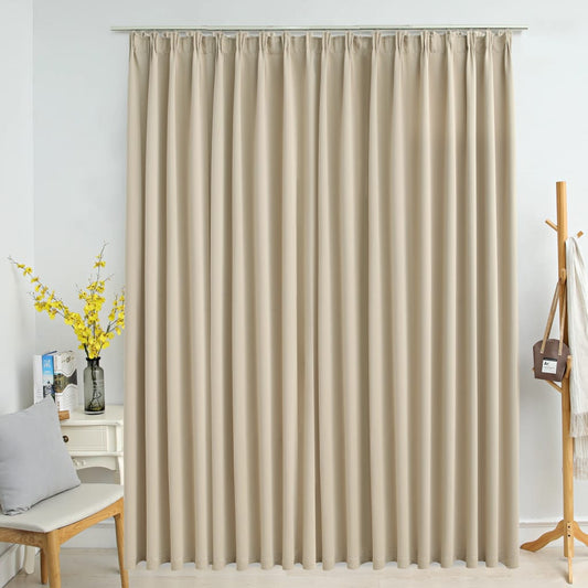 Berkfield Blackout Curtain with Hooks Beige 290x245 cm