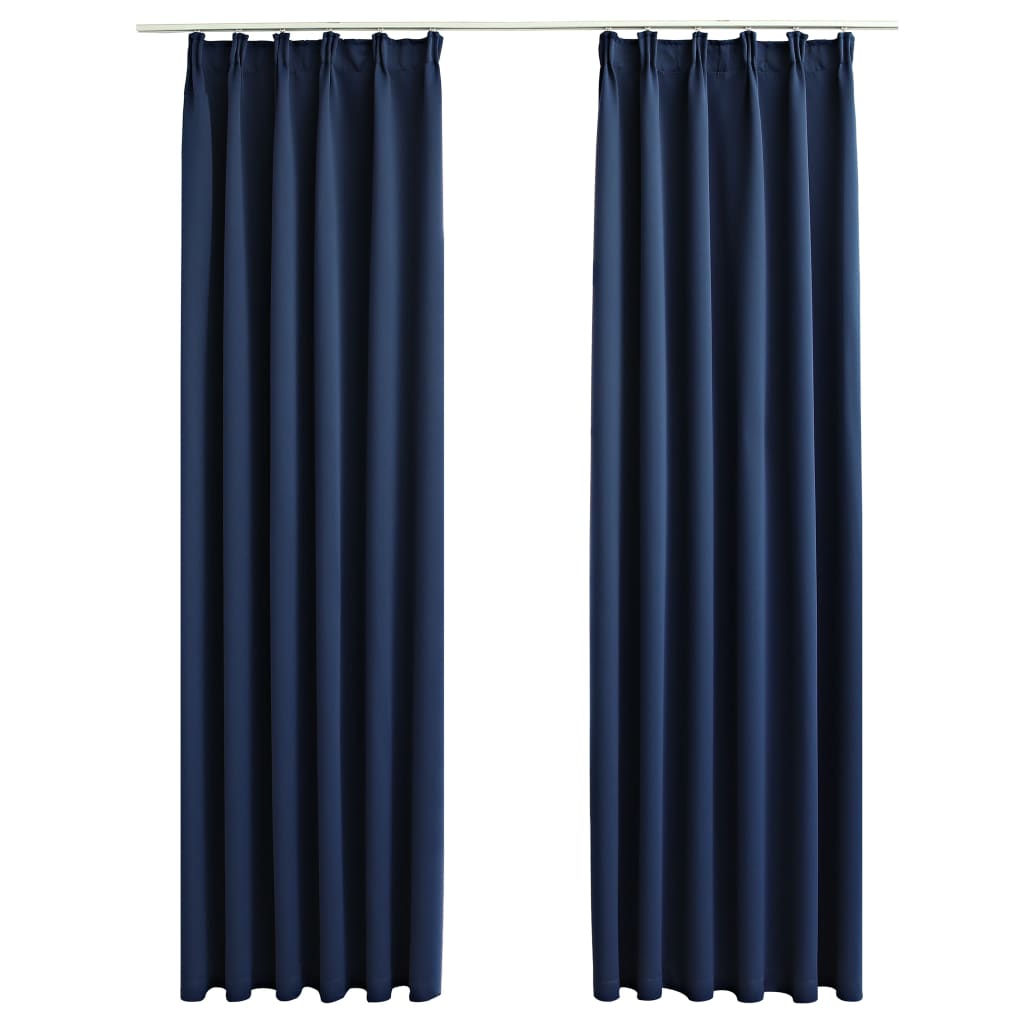 Berkfield Blackout Curtains with Hooks 2 pcs Blue 140x175 cm