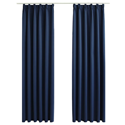 Berkfield Blackout Curtains with Hooks 2 pcs Blue 140x175 cm