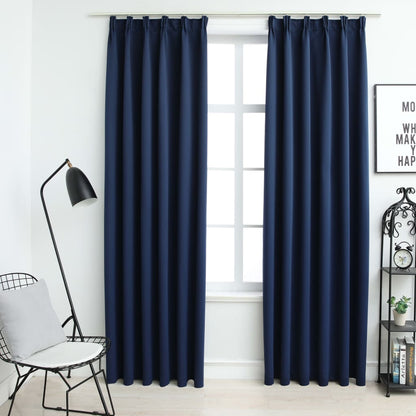 Berkfield Blackout Curtains with Hooks 2 pcs Blue 140x175 cm