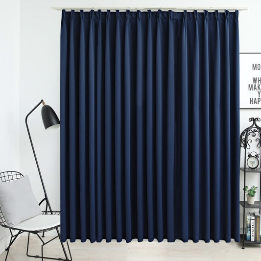 Berkfield Blackout Curtain with Hooks Blue 290x245 cm